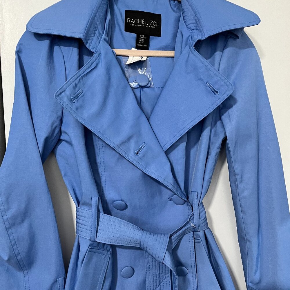 Rachel Zoe Blue Trench Coat Raincoat- Water Resistant